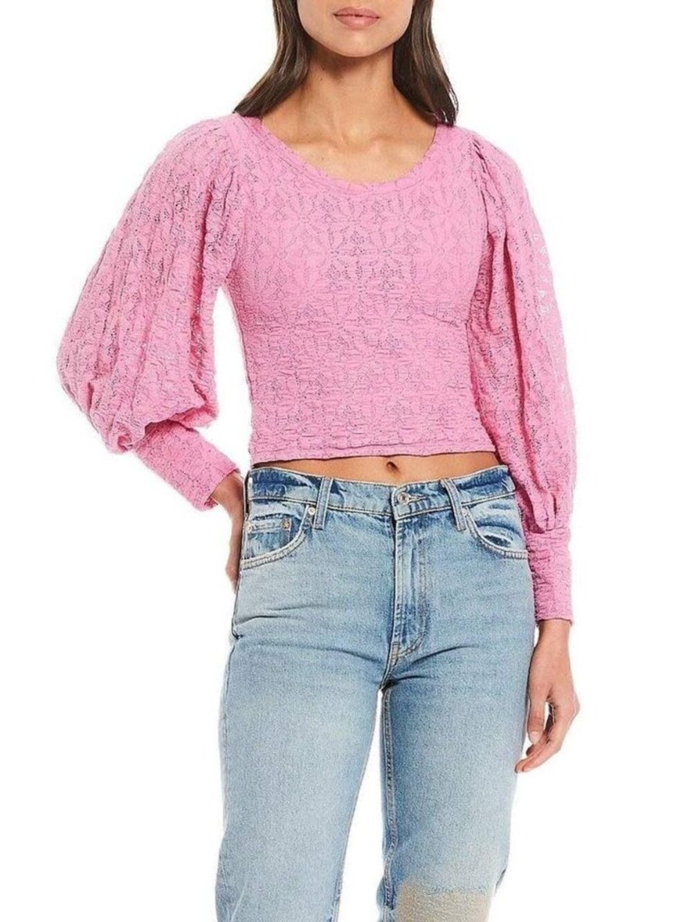 Free People Women's Tea Time Floral Lace Plumeria Lavender Blouse X-Small